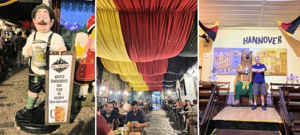 Mosaico do Bar do Alemão em Curitiba, PR, com sua decoração temática germânica. Passeios imperdíveis Curitiba.
