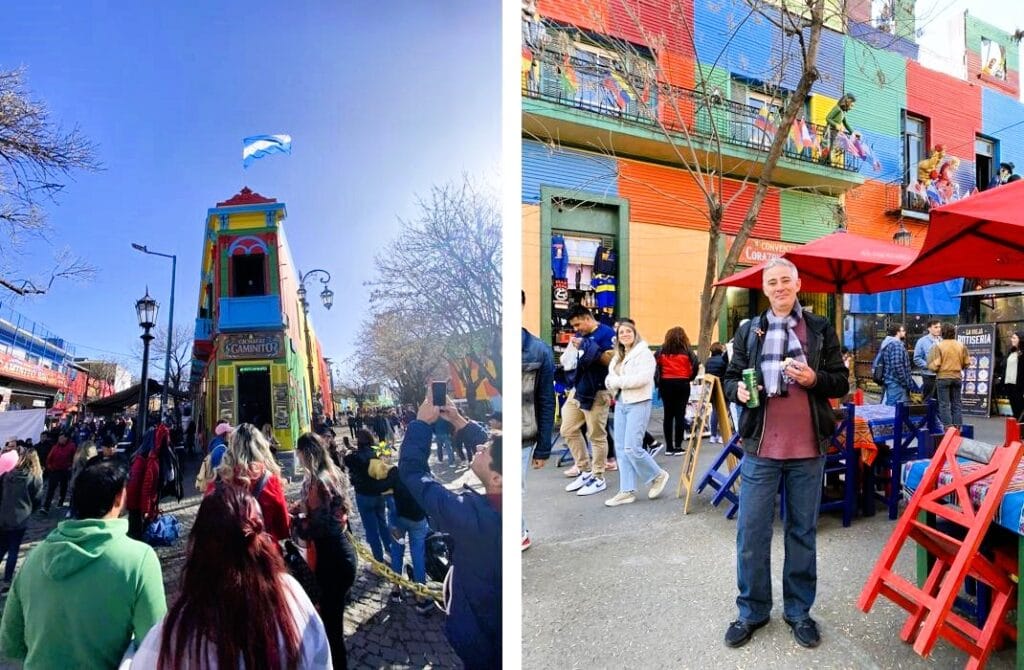 Mosaico com imagens coloridas do Caminito, em La Boca, Buenos Aires. Roteiro de 6 dias em Buenos Aires.